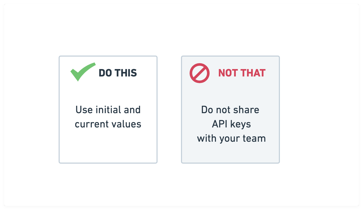 Do not share your API keys with your team